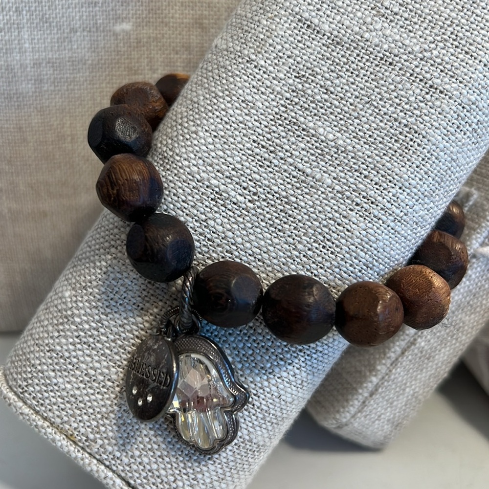 Blessed Brighton bracelet Hamsa tigers eye wooden beads“Stories of Blessed”